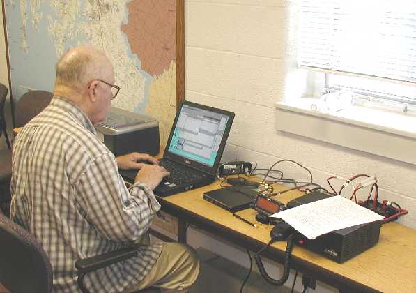 Portable Winlink 2000 email-over-radio kit being tested from the Talbot County EOC